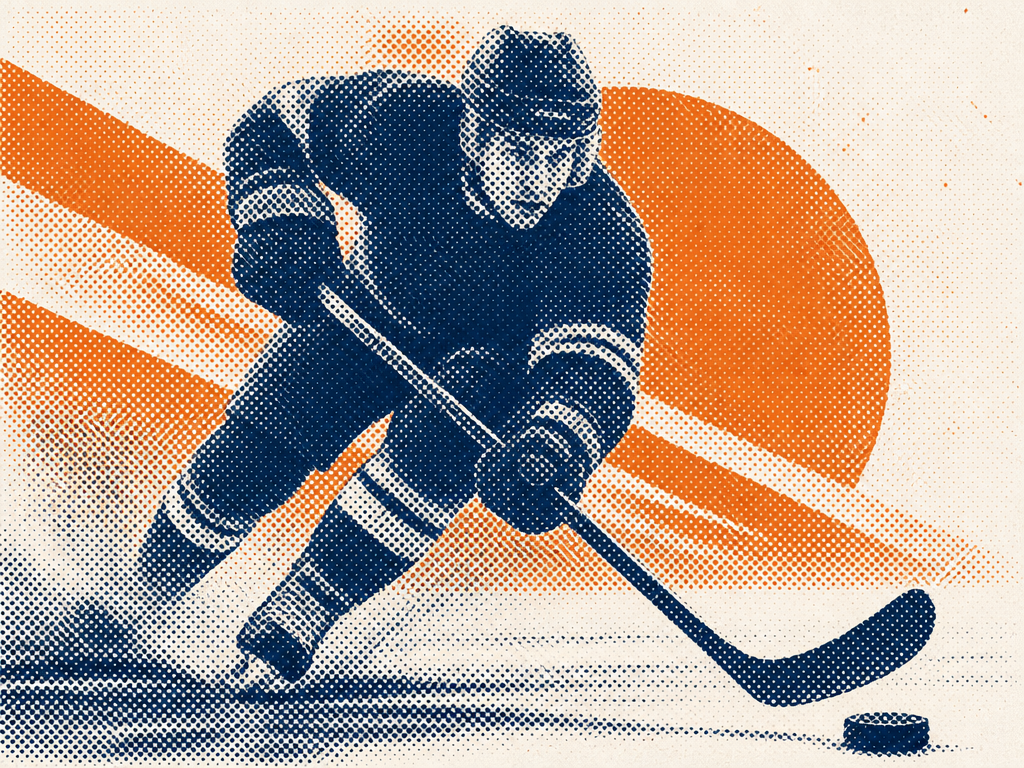 Rastrerad illustration av en hockeyspelare i full fart
